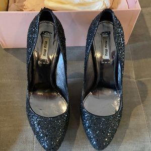 Miu Miu Black Glitter Pumps size 38